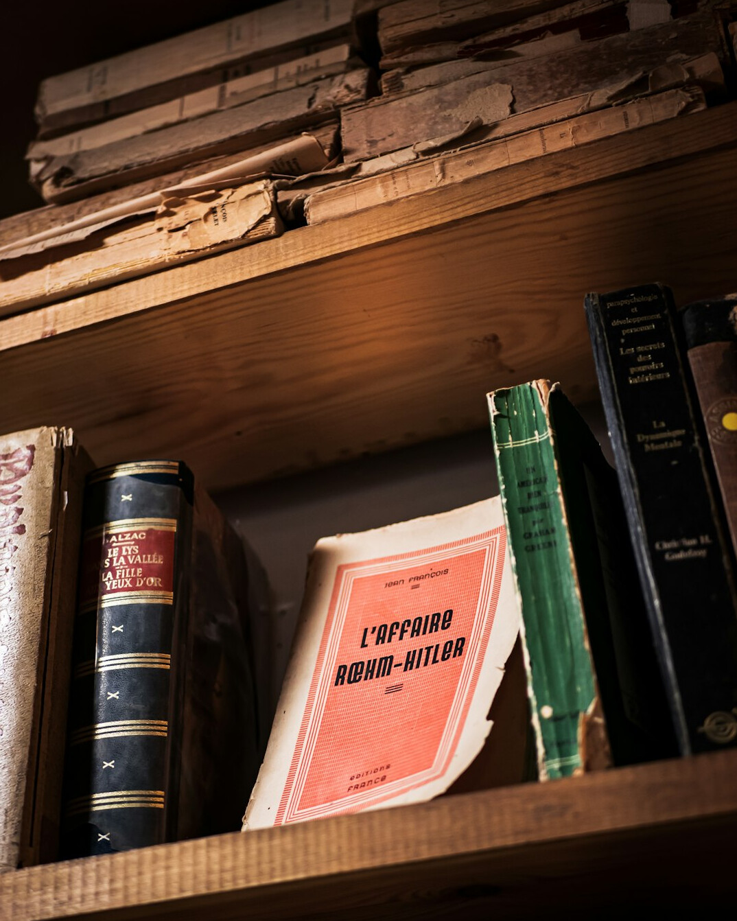 Stack of historical books and papers