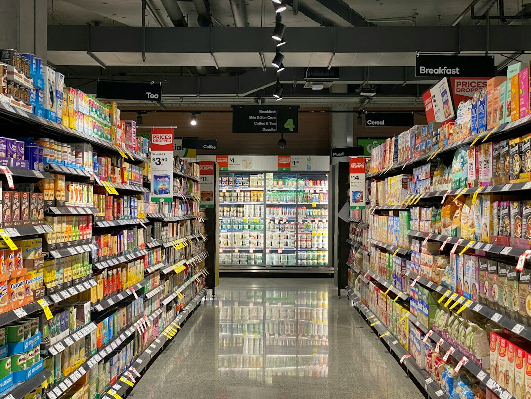 supermarket interior with guard